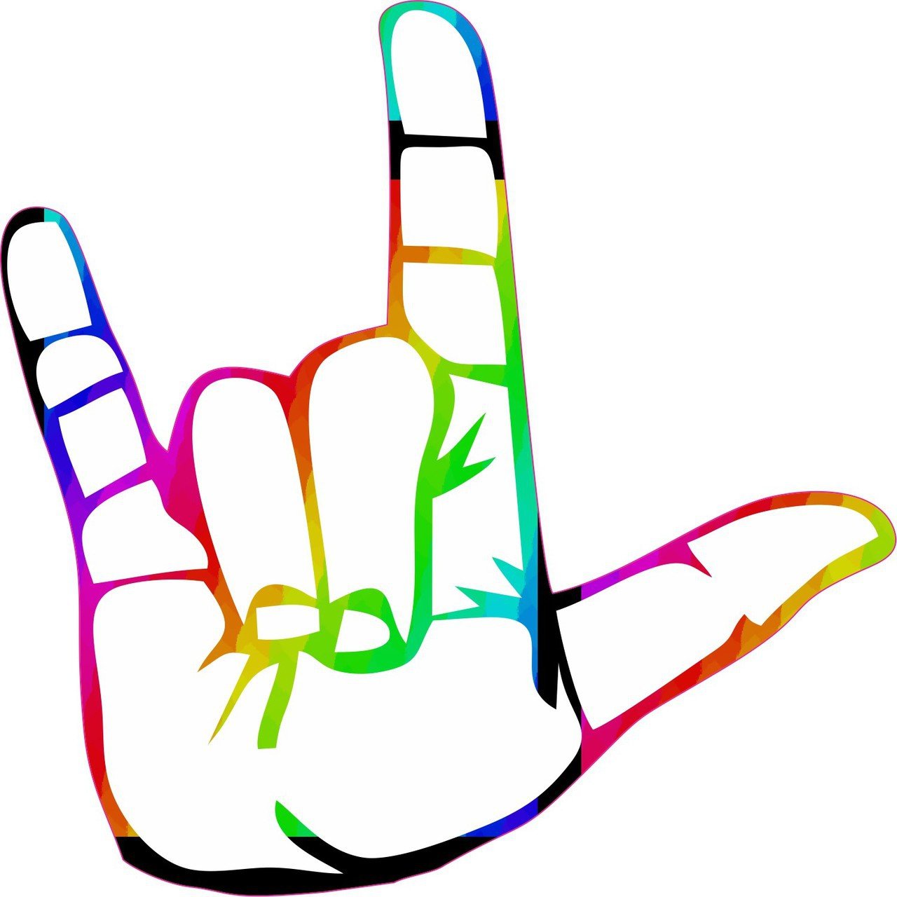 5in x 5in Rainbow Sign Language I Love You Bumper Sticker Vinyl ASL ...