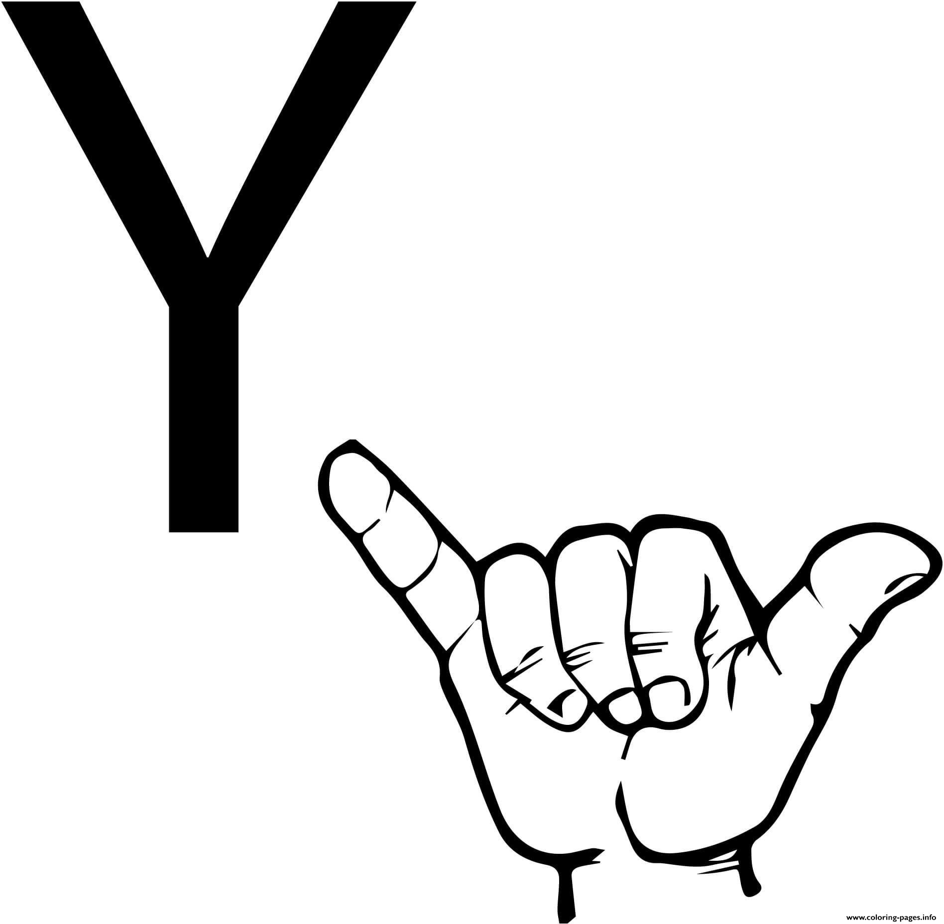 Asl Sign Language Letter Y Coloring Pages Printable