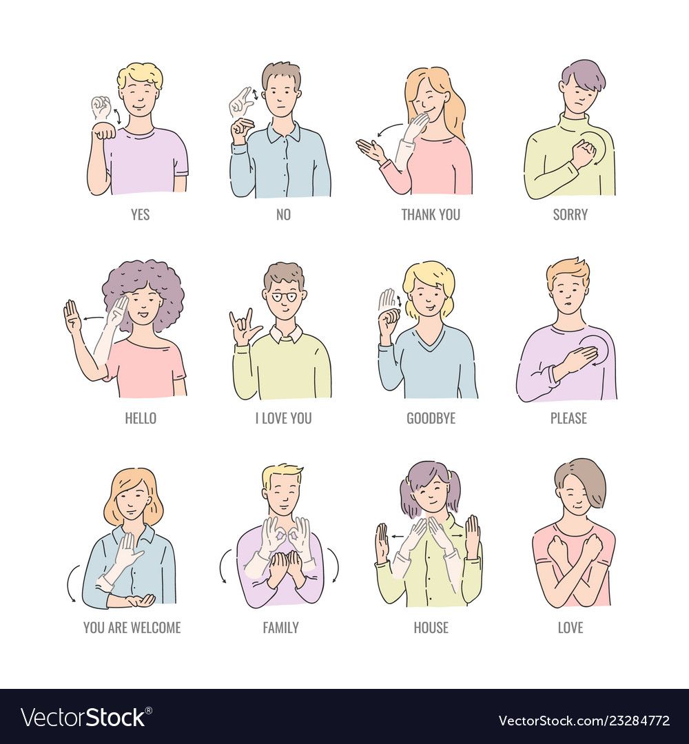 Deaf mute sign language character gesture vector image on ...