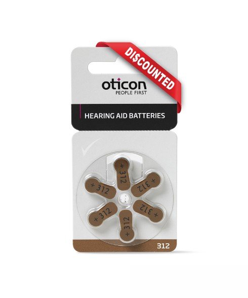 Oticon Hearing Aid Batteries size 312 card