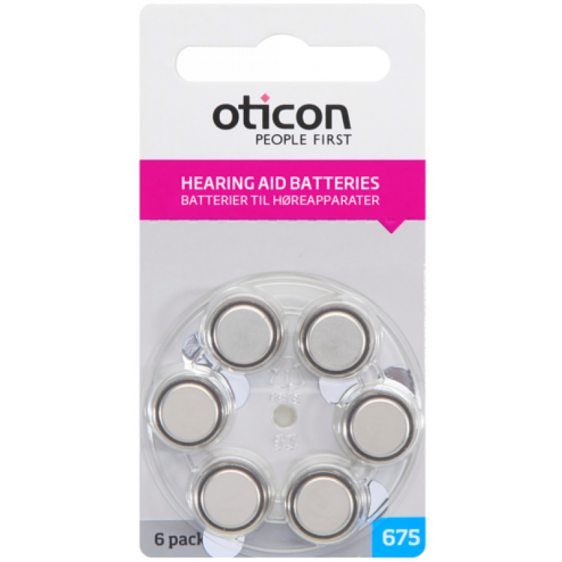 Oticon Hearing Aid Batteries size 675 card