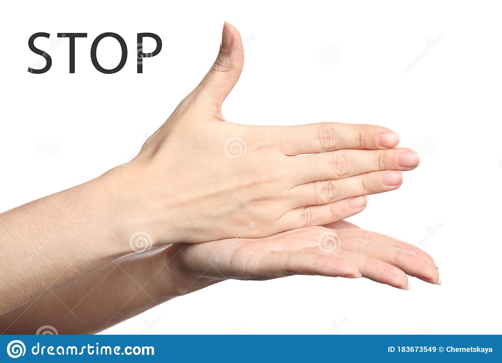 Woman Showing Word Stop On Background, Closeup. American Sign Language ...